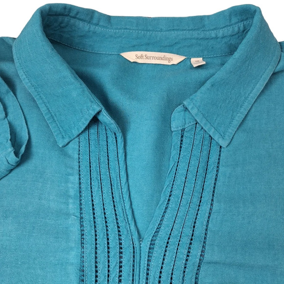 Soft Surroundings 1X Camellia Linen‎ Blend 3/4 Sleeve Pullover Tunic Top - Picture 3 of 10